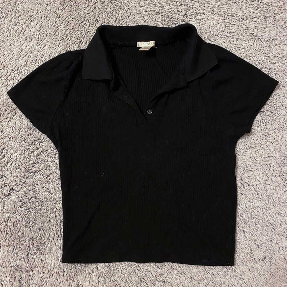 Black collared tight shirt